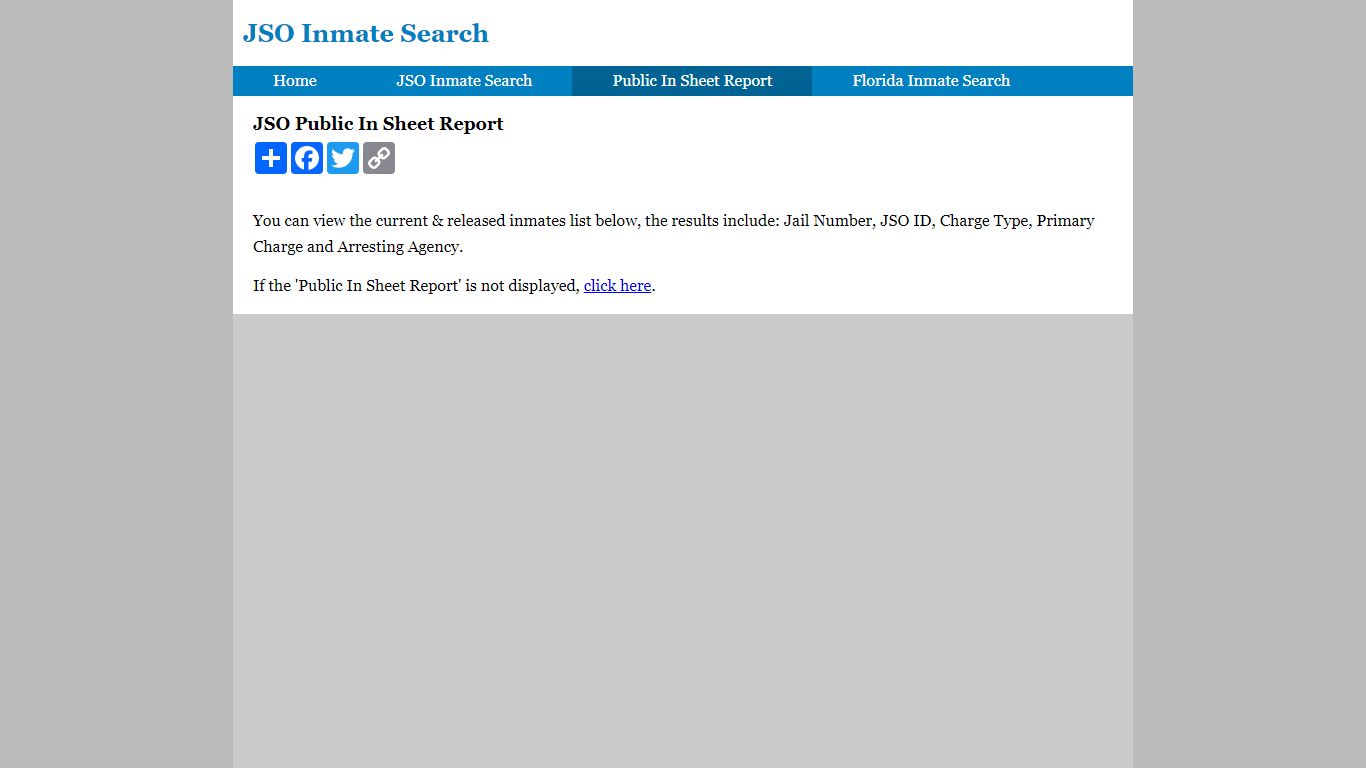 JSO Public In Sheet Report - JSO Inmate Search
